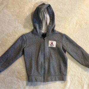 Nike Air Jordan Boys Grey Fleece Zip Up Hoodie Jumpman Patch